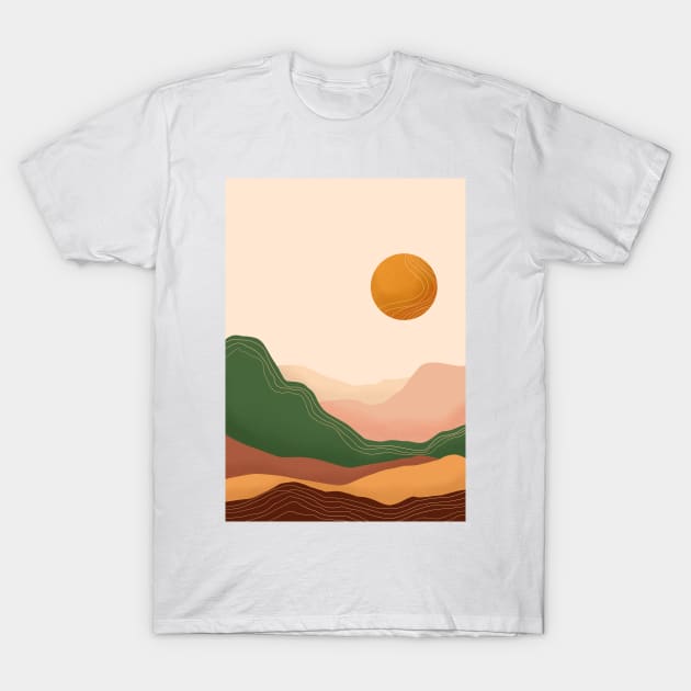 Modern Earthy Tones Mountains 15 T-Shirt by gusstvaraonica